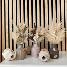 Load image into Gallery viewer, Ribbed Vase with Rose Gold Detail &amp; Dried Flower Arrangement
