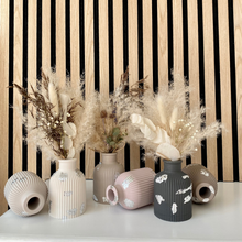 Load image into Gallery viewer, Ribbed Vase with Silver Detail &amp; Dried Flower Arrangement
