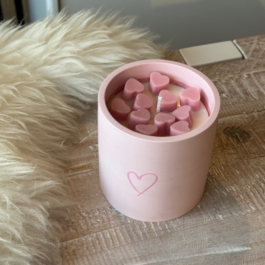 Pink Love Heart Candle