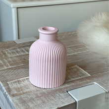 Load image into Gallery viewer, Pink Ribbed Vase with Dried Flowers
