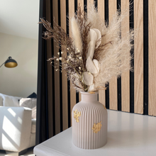 Load image into Gallery viewer, Ribbed Vase with Gold Detail &amp; Dried Flower Arrangement
