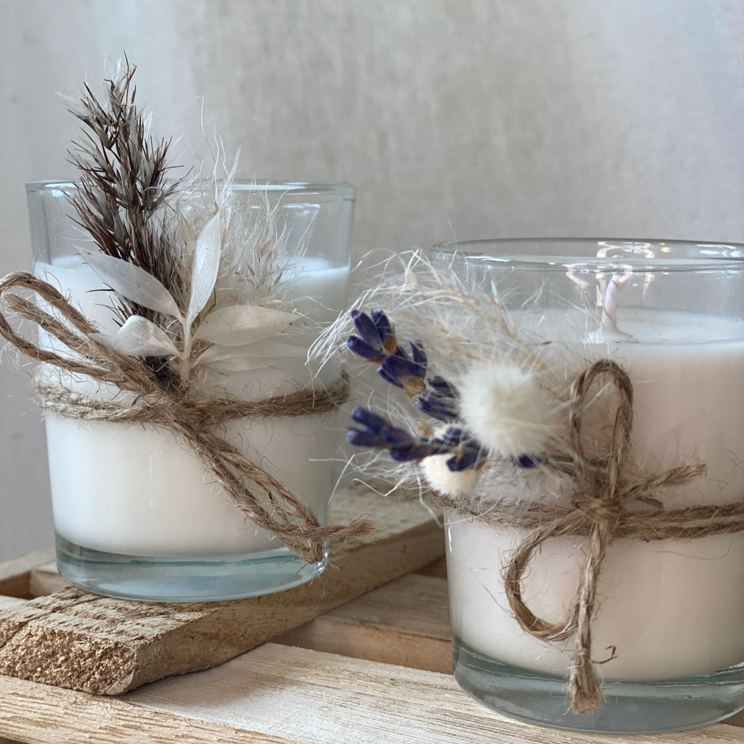 Wedding Favour - Candle with Dried Flowers