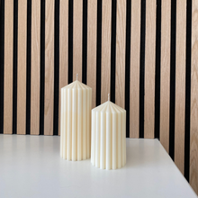 Load image into Gallery viewer, Ribbed Pillar Candle
