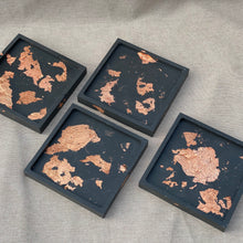 Load image into Gallery viewer, Coaster-Charcoal, Square with Gold, Rose Gold or Silver Foil

