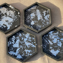 Load image into Gallery viewer, Coaster Set of 4-Charcoal Hexagon with Silver, Gold or Rose Gold Foil
