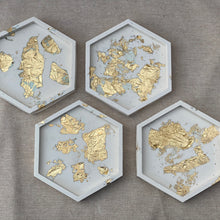 Load image into Gallery viewer, Coaster-Beige, Hexagon with Gold, Rose Gold or Silver Foil
