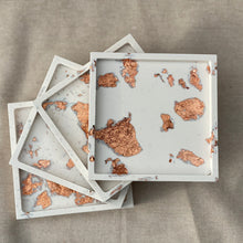 Load image into Gallery viewer, Coaster-Beige, Square with Gold, Rose Gold or Silver Foil
