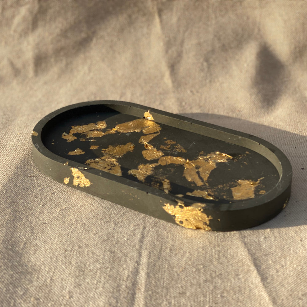Trinket Tray-Charcoal with Gold, Silver or Rose Gold Leaf